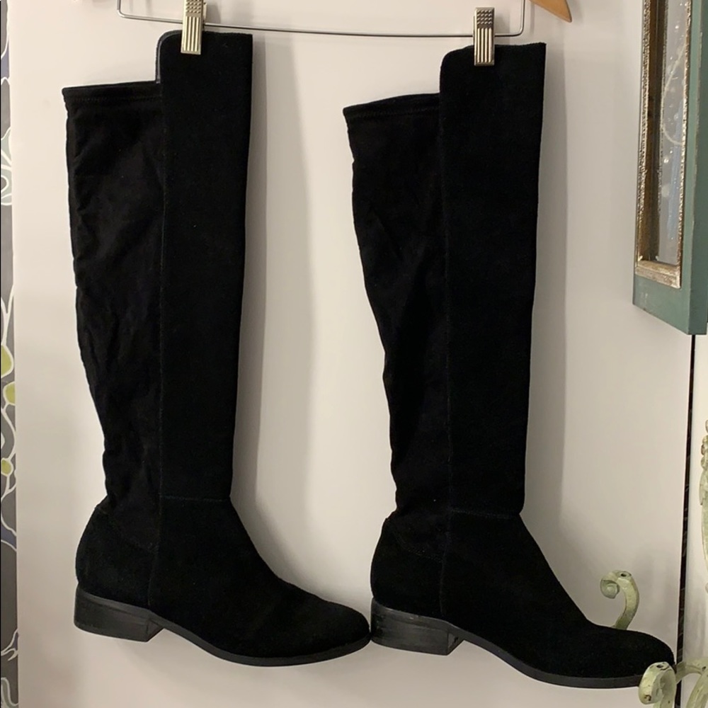 Calypso Over the knee faux suede black boots